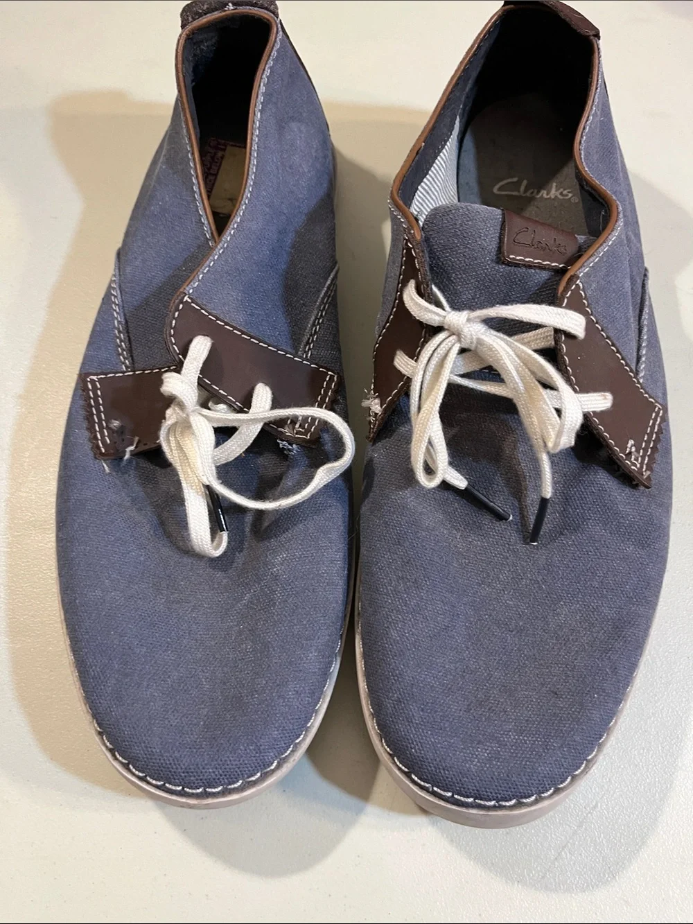 Clarks Men's Blue Chukka Boots with Brown Trim